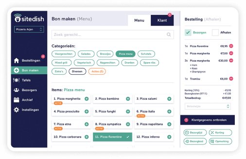 Sitedish - POS menu